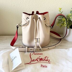 New Christian Louboutin By My Side leather bucket bag, cream color